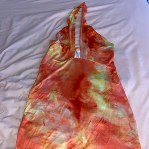 BlushMark Orange and Yellow Cross-neck Dress